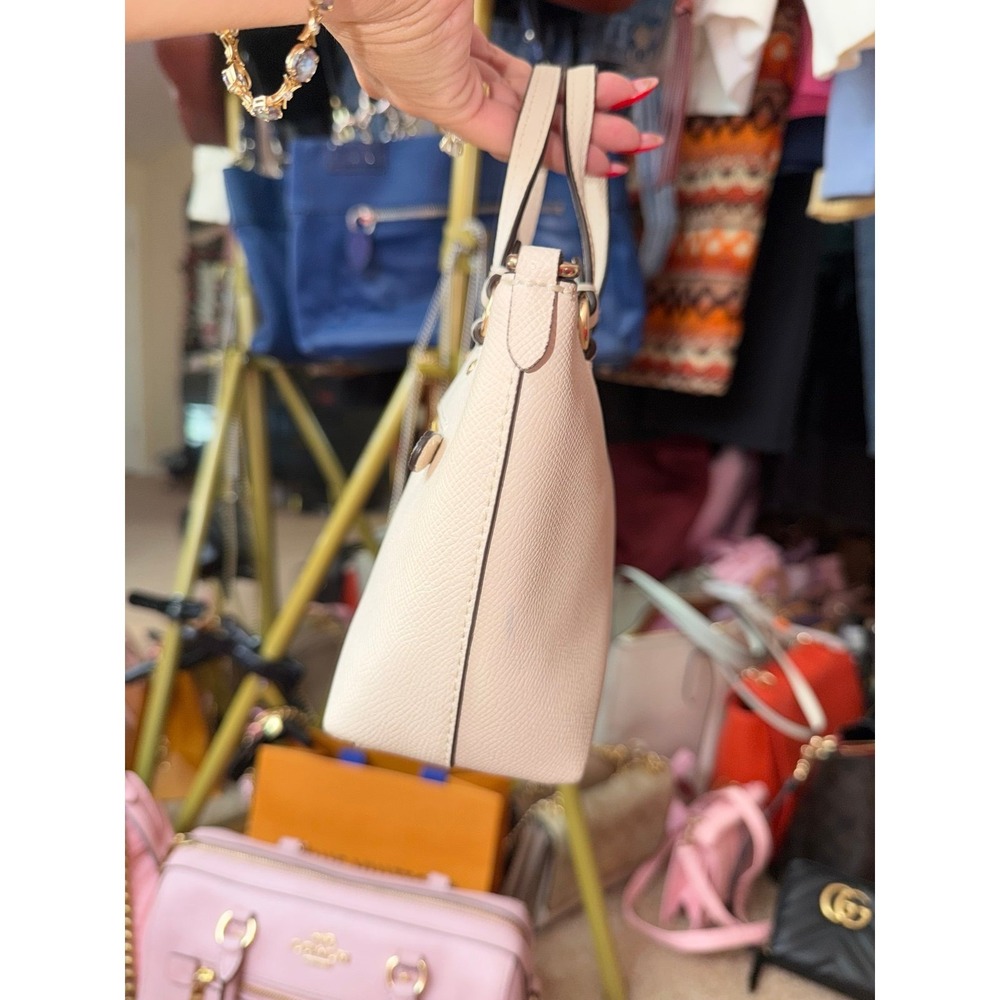 Coach Mini Leather Crossbody Tote Ivory With Crossbody Strap SUPER CUTE!!! - Picture 8 of 12